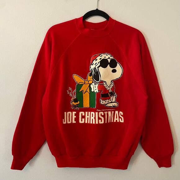 Artex Vintage 1970s Men's size Large Red Snoopy Joe Christmas Crewneck Holiday - Picture 1 of 10